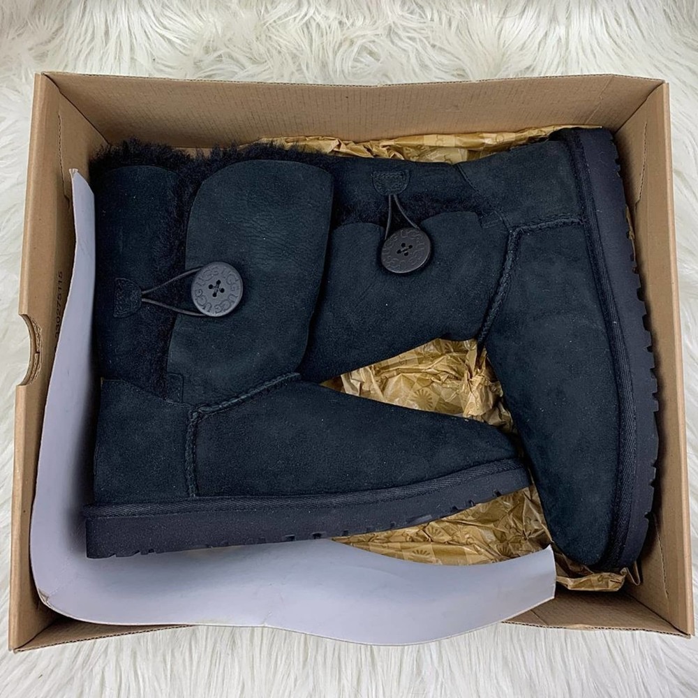 UGG Black Bailey Button II Short Boots - Picture 2 of 9